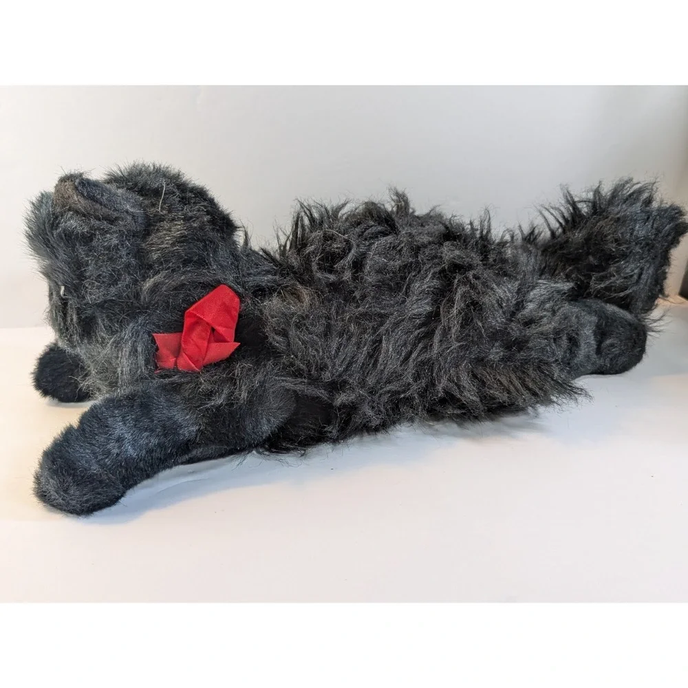 Black Cat Kitty Licorice Plush W/Red Ribbon Bow Ty Classic 1987 14